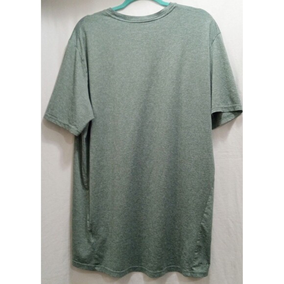 Nike Dri-Fit Men's Heather Green Fitness Workout Swoosh Crew Neck S/S Note XL - Picture 2 of 7